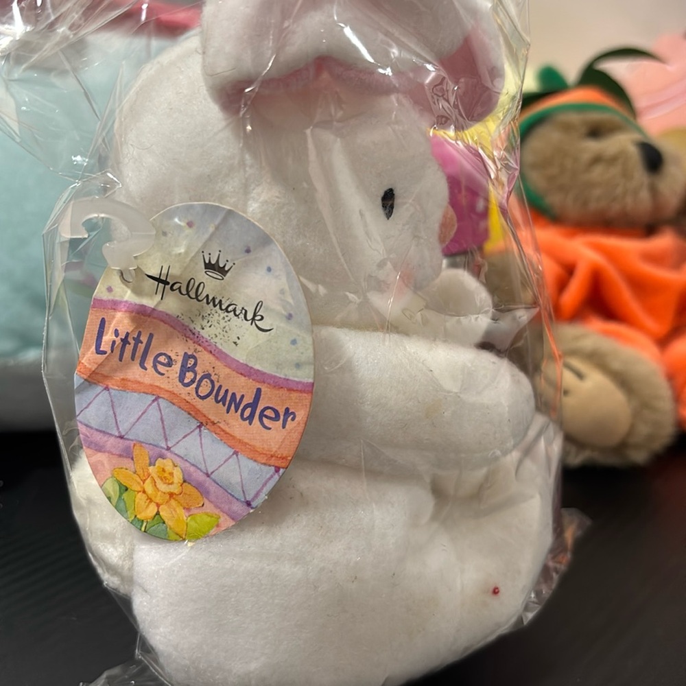 Hallmark Little Bounder White Pink Bunny Plush